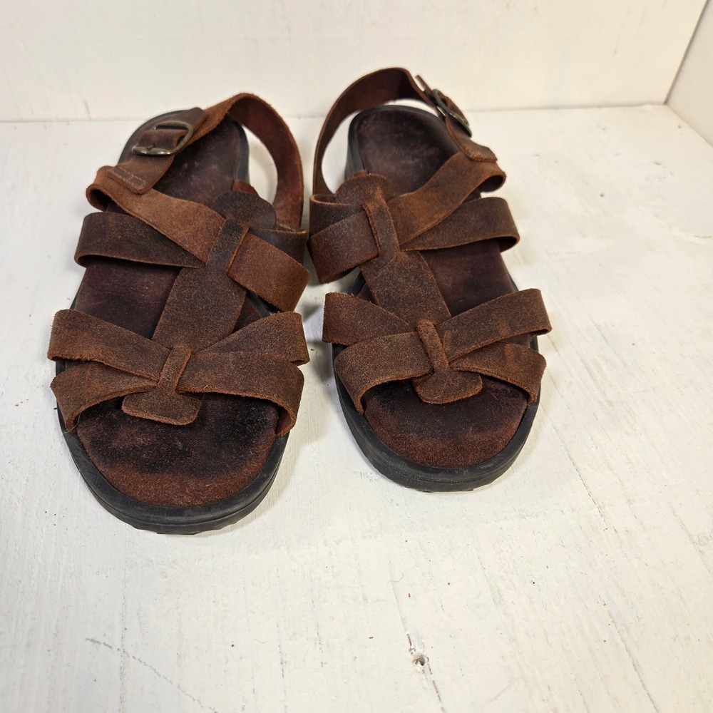 Ponte Vecchio Brown Suede Leather Strappy Slingback Sandals Made in Italy Womens - Picture 1 of 8